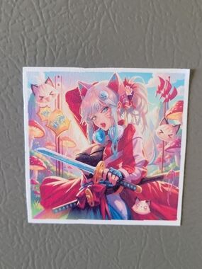 💀NEW💀 Hand Crafted Anime Cat Warrior Fridge Magnet